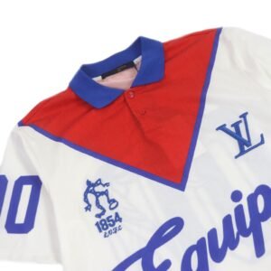 LOUIS VUITTON Short sleeve polo shirt polyester white Equipe LV Polo XS | AlmaBagz