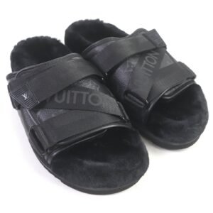 LOUIS VUITTON Sandals leather black honolulu line 6 | AlmaBagz