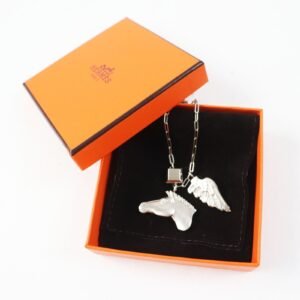 HERMES Necklace Palladium plated Silver Talisman | AlmaBagz