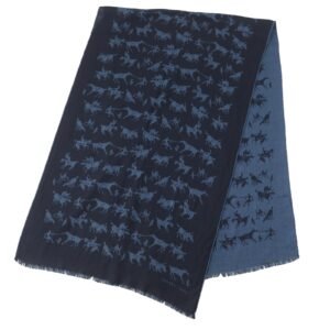 HERMES Scarf cashmere Navy blue | AlmaBagz