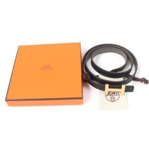 HERMES belt leather Dark brown focus | AlmaBagz