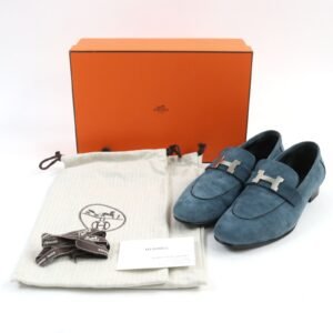 HERMES loafers WS222067Z Suede leather Light blue Constance 39 | AlmaBagz