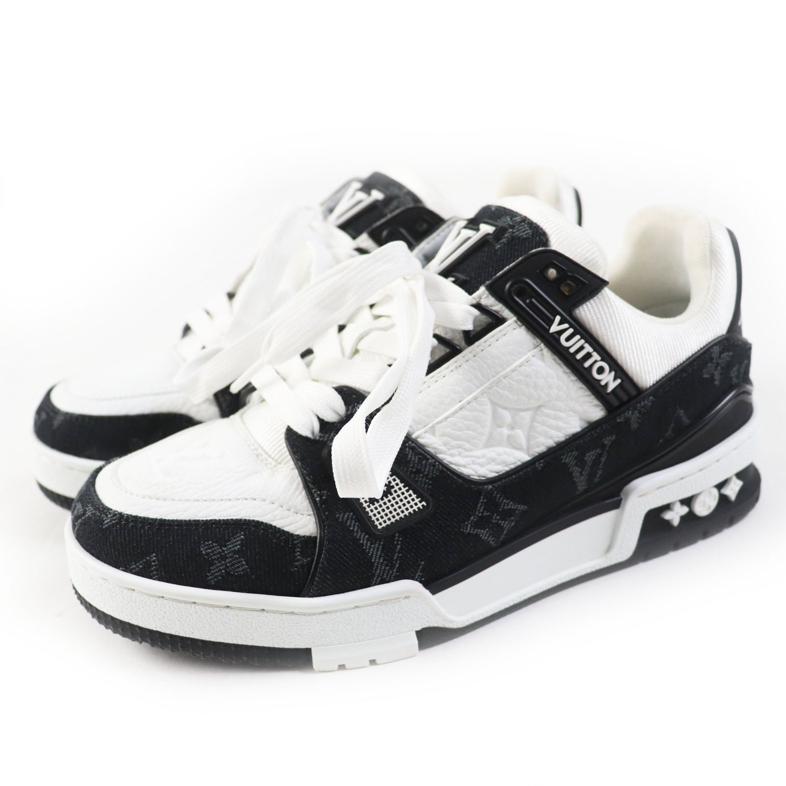 LOUIS VUITTON sneakers 1AC2A9 Denim, Leather White black LV Trainer Line 36.5 | AlmaBagz - Image 10