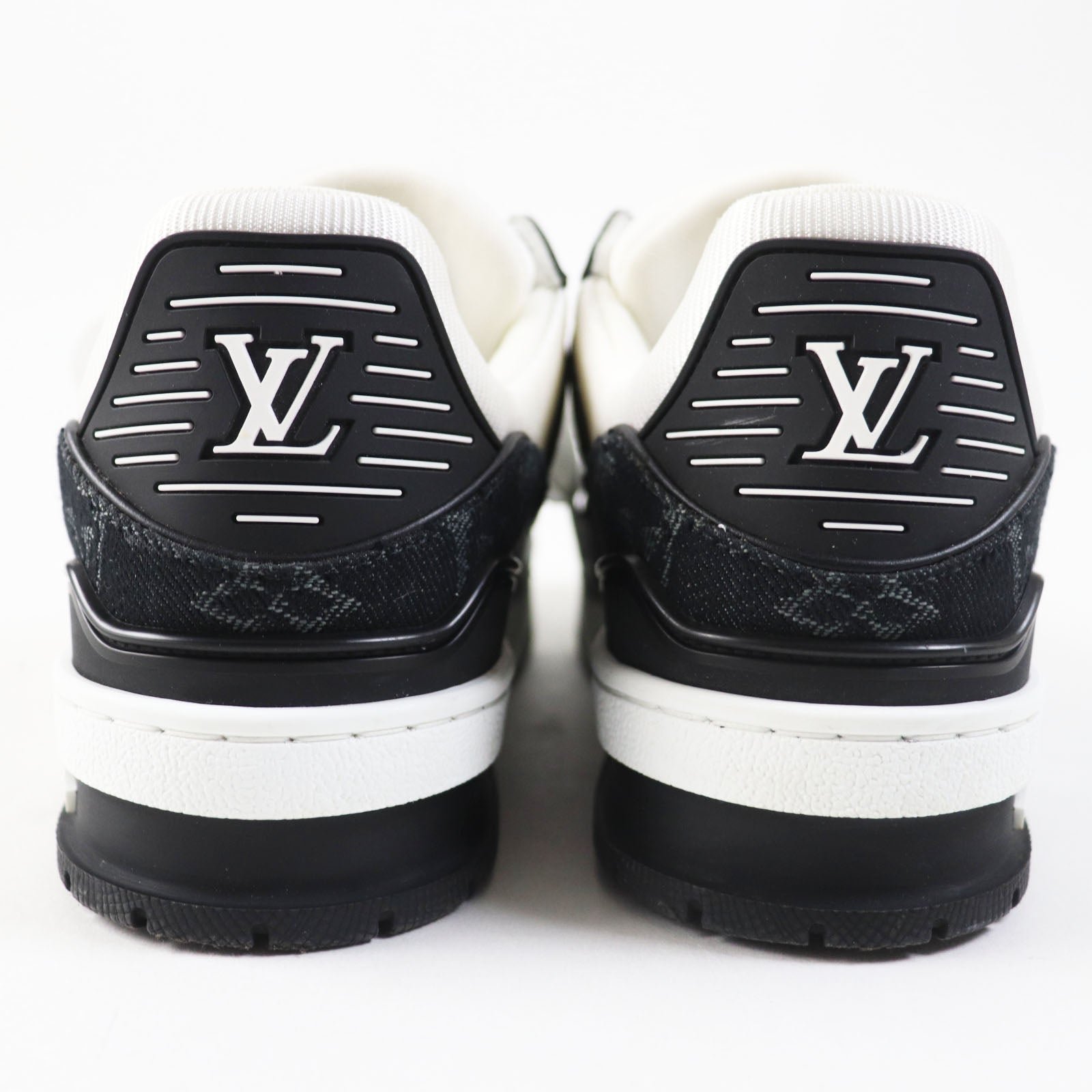 LOUIS VUITTON sneakers 1AC2A9 Denim, Leather White black LV Trainer Line 36.5 | AlmaBagz