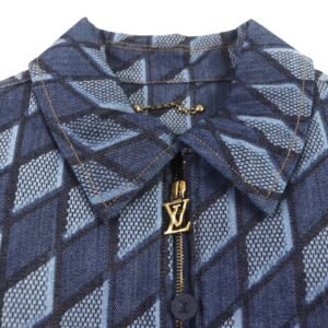 LOUIS VUITTON Denim Jacket HNA76W cotton Indigo blue Diamond Damier 46 | AlmaBagz