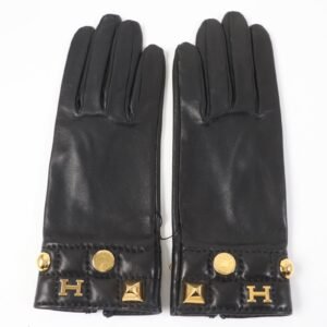 HERMES gloves leather Dark brown 6.5 | AlmaBagz