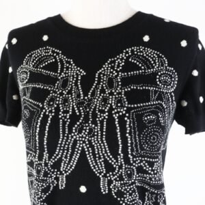 HERMES Short sleeve knit 3E2623D8 cashmere Black White BRIDES de GALA Ceremony Bridle 36 | AlmaBagz