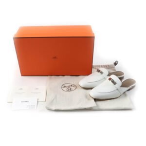 HERMES Mule leather white Oz 38.5 | AlmaBagz
