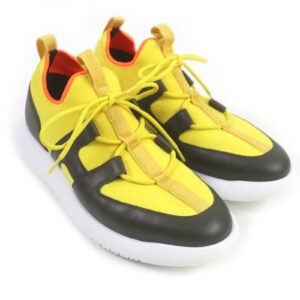 HERMES Low cut sneakers leather Yellow black Duel 42 | AlmaBagz