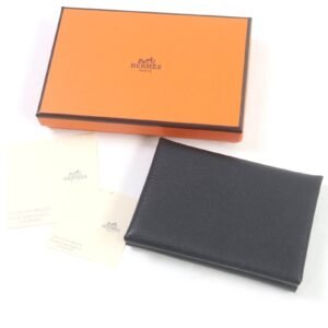 HERMES Coin case Evercolor black Calvi duo | AlmaBagz