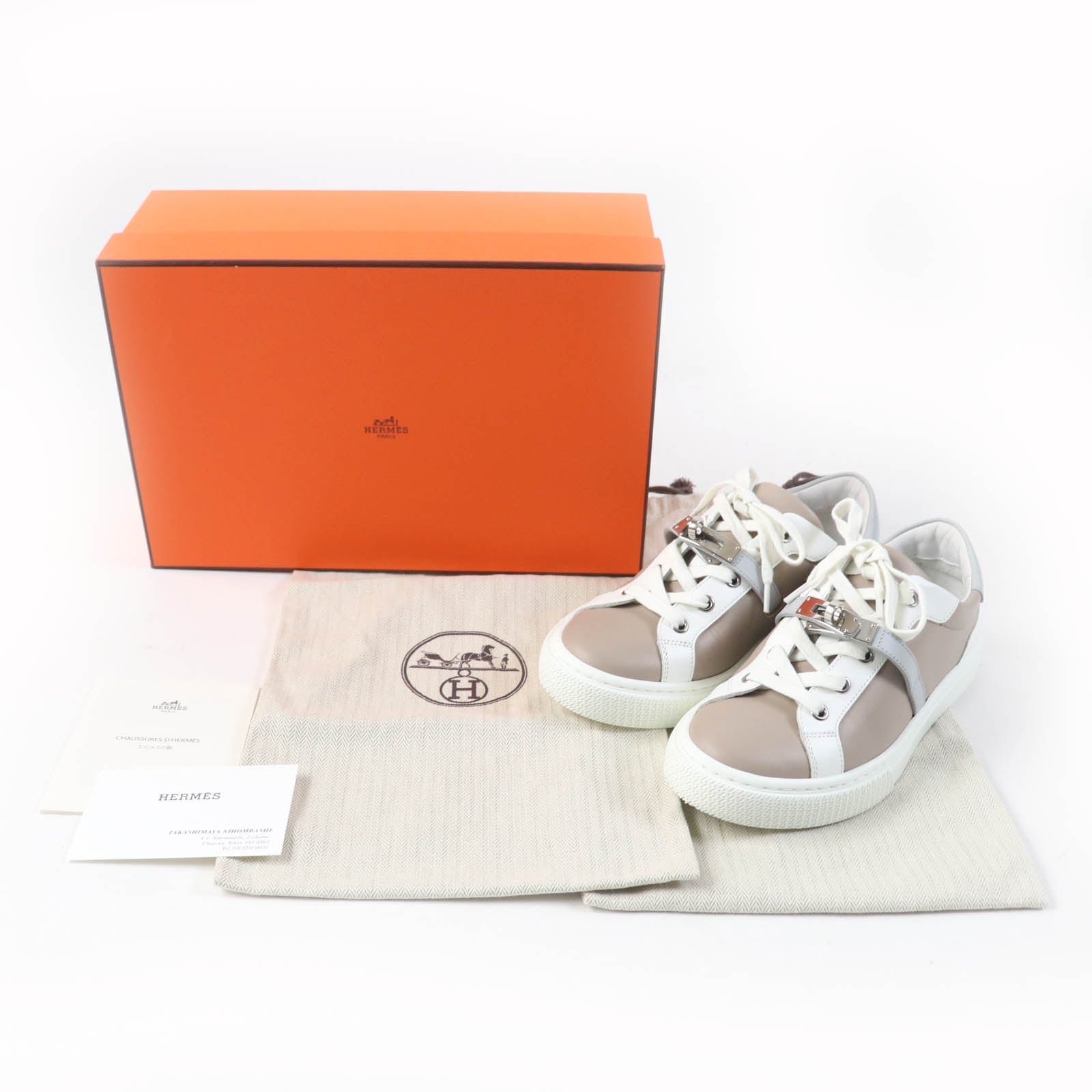 HERMES Low cut sneakers leather Beige Sketch / White Day 36 | AlmaBagz