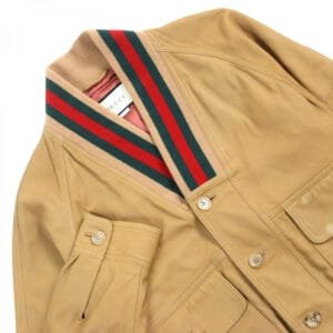 GUCCI Blouson 567428 Outer: goat leather, part: 88% wool, part: 10% nylon, part: 2% polyurethane, lining: 68% rayon Camel type mens 46 Used | AlmaBagz