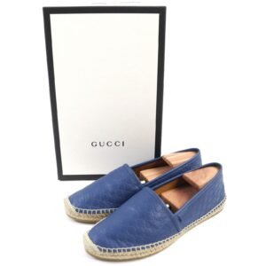 GUCCI Slip-on 567106 leather Blue Navy Natural 38 | AlmaBagz