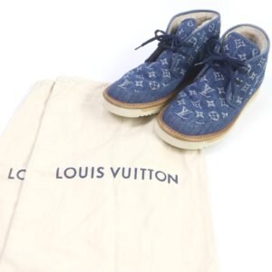 LOUIS VUITTON boots Monogram denim Indigo blue Cozy Line 8 | AlmaBagz