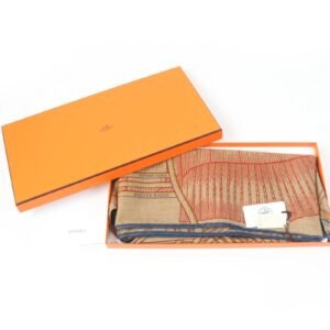 HERMES scarf cashmere Orange Triangle Jean Masan & Masan | AlmaBagz