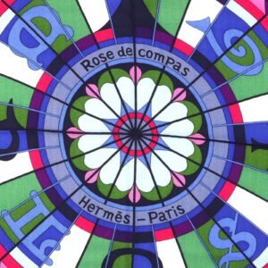 HERMES scarf cashmere multicolor ROSE DE COMPAS Rose of the Compass | AlmaBagz