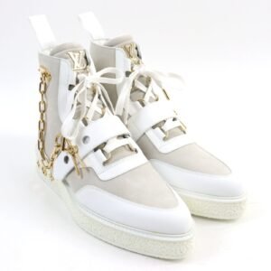 LOUIS VUITTON Ankle boots 1A54CP leather White beige LV Creeper Line 8 | AlmaBagz