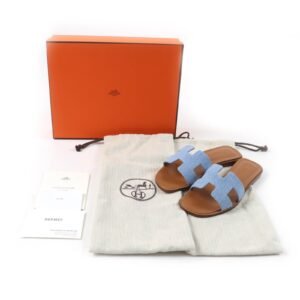 HERMES Sandals denim Indigo Oran 35 | AlmaBagz