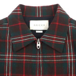 GUCCI Jacket 605724 wool Red green WOOL ZIPUP SHERT 44 | AlmaBagz