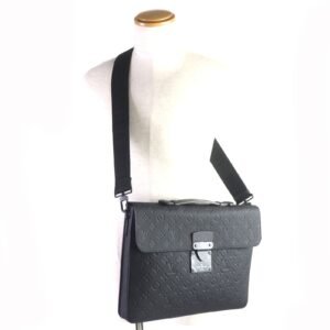 LOUIS VUITTON Briefcase M20835 Taurillon Clemence Leather black Monogram S lock briefcase | AlmaBagz