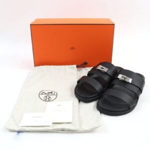 HERMES Sandals Epsom black Jackson 44 | AlmaBagz