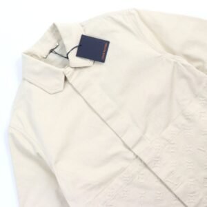 LOUIS VUITTON Short sleeve shirt HOS46W cotton Ivory LV denim work monogram shirt S | AlmaBagz