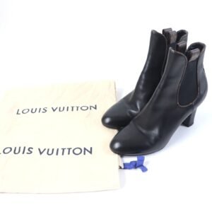 LOUIS VUITTON short boots leather black 38.5 | AlmaBagz