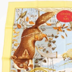 HERMES scarf Main: 100% silk Multi Carre90 CHASSE au BOIS forest hunting Women Used | AlmaBagz