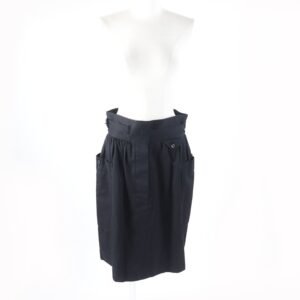 HERMES skirt Main: 100% cotton, some parts: sheep leather black Women 42 Used | AlmaBagz