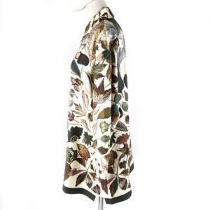 HERMES Long sleeve shirt Main: 100% silk Brown Khaki Beige Tourbillon swirl Women 38 Used | AlmaBagz