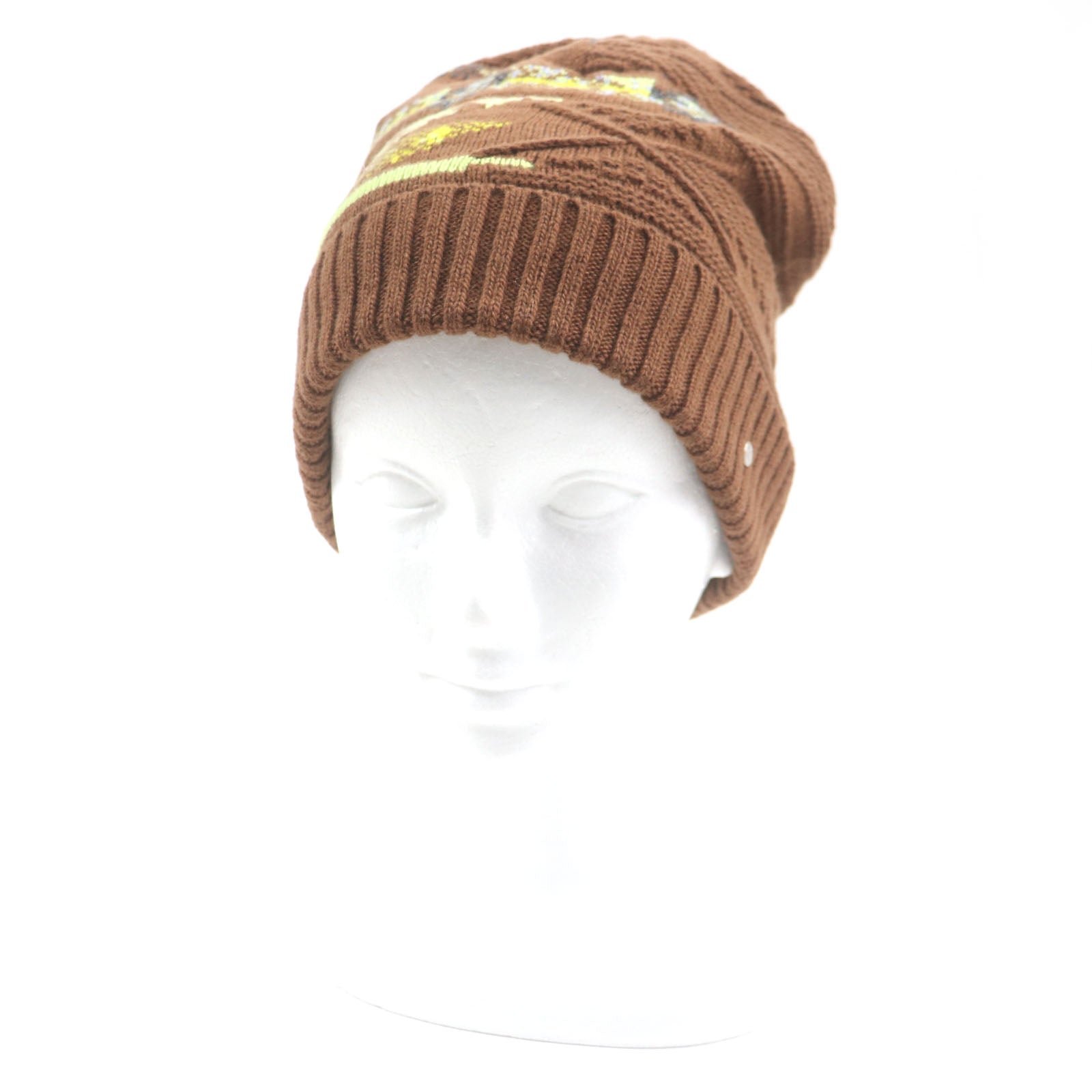 HERMES Knit cap 232105N Main: Wool 56%, Main: Cashmere 44% CARAMEL mens L Used | AlmaBagz