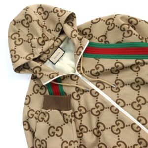 GUCCI Track jacket 713974 Main: 85% polyester, Main: 15% polyurethane, Part: 100% polyester, Part: 91% polyester, Part: 6% nylon Brown type mens L Used | AlmaBagz