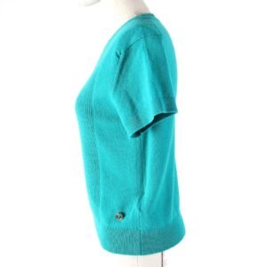 HERMES Short sleeve knit 4E2600D1 Main: 100% cashmere Emerald green Women 38 Used | AlmaBagz