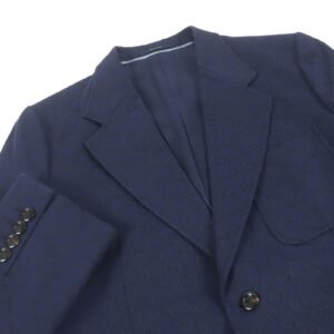 GUCCI tailored jacket 698742 Outer: 70% cotton, Outer: 30% polyester, Lining: 100% rayon, Sleeve lining: 100% cupra Navy GG cotton blend formal jacket mens 54 Used | AlmaBagz