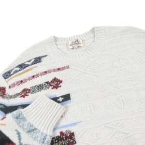 HERMES knit Main: 55% wool, 43% cashmere, 2% nylon Light gray Couleurs en cours mens S Used | AlmaBagz