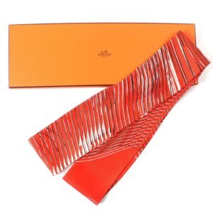HERMES Other fashion goods Main: 100% silk Orange White Black Women Used | AlmaBagz