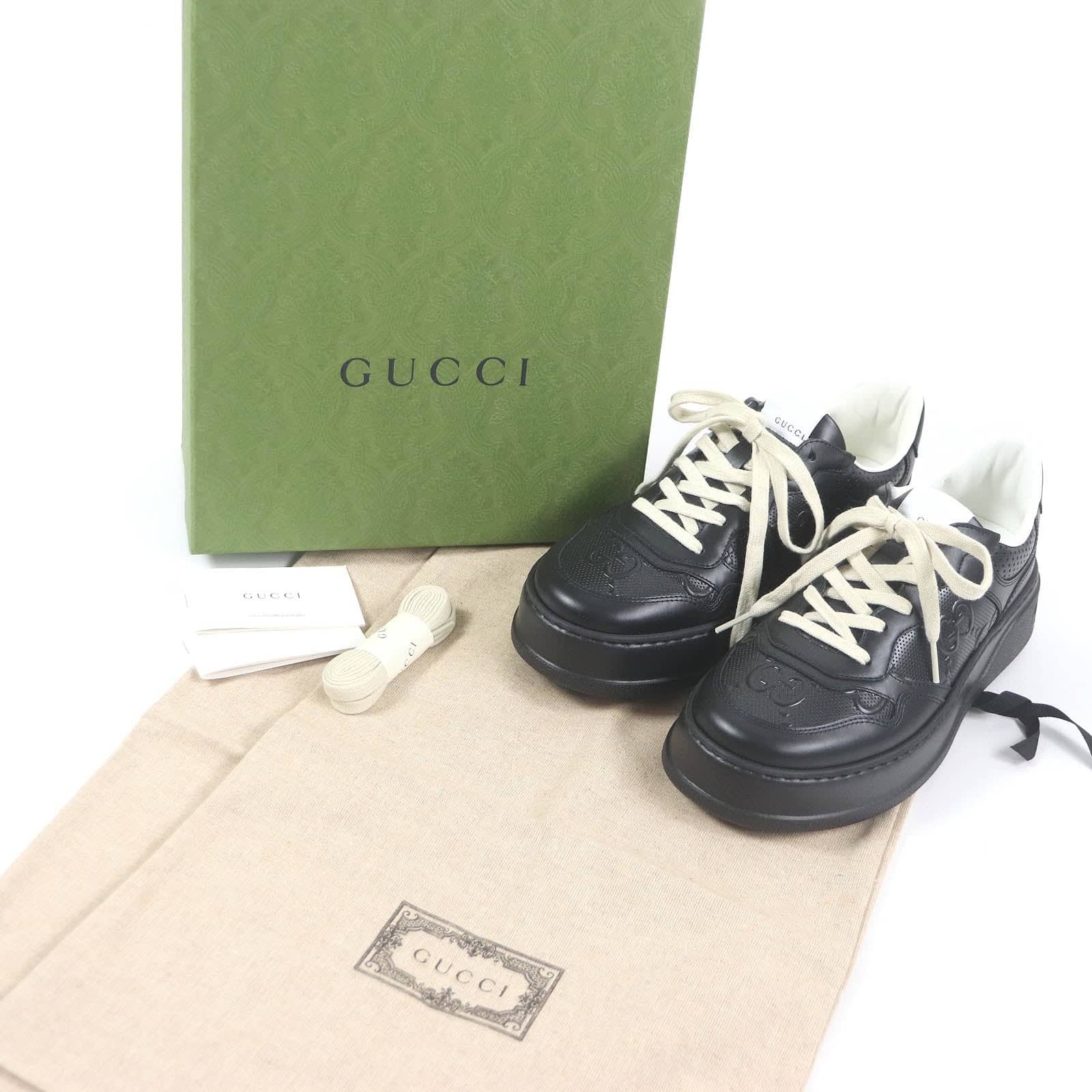 GUCCI sneakers 669582 Main: Leather black mens 6 Used | AlmaBagz