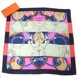 HERMES scarf H243685S Main: 70% cashmere, Main: 30% silk MARINE/ROSE VIF/VE Instructions for the Royal Bayadere Women Used | AlmaBagz