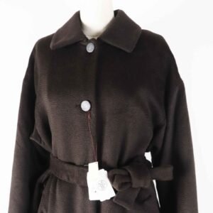 HERMES coat 3H0123DH Main: 75% alpaca, Main: 25% wool, Filling: 55% cashmere, Filling: 45% polyester, Lining: 100% polyester Dark brown Marron Ebene Women 36 Used | AlmaBagz