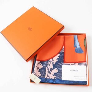 HERMES scarf Main: 100% silk Orange/blue/pink Carre90 Cavalier en Formes Women Used | AlmaBagz