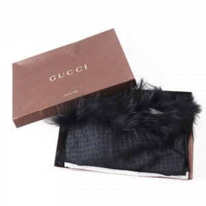 GUCCI scarf 355468 Main: 65% silk, Main: 35% wool, Leather part: fox black Women Used | AlmaBagz