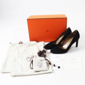 HERMES pumps 182017Z Main: Suede leather black Women 36.5 Used | AlmaBagz