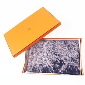 HERMES scarf Main: 70% cashmere, Main: 30% silk Navy pink Caregean CLAIR DE LUNE Women Used | AlmaBagz