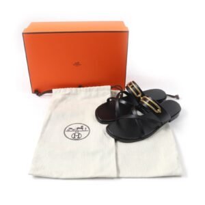 HERMES Sandals Main: Leather black Claire Women 37 Used | AlmaBagz