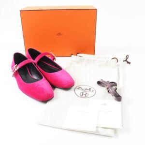 HERMES Ballet shoes Velor Fuchsia Jane 36 1/2 | AlmaBagz