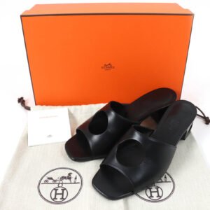 HERMES Mule 221023Z Main: Leather black Area Lab Women 37 Used | AlmaBagz