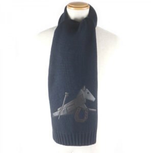 HERMES Scarf H393803T cashmere Navy Puzzle Equestre | AlmaBagz