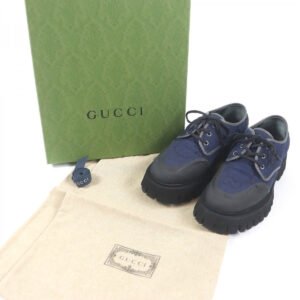 GUCCI Leather shoes 699552 Main: Canvas, Main: Leather, Main: Rubber Navy mens 7 Used | AlmaBagz