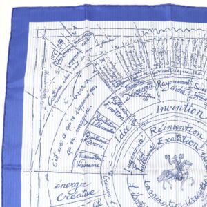 HERMES scarf Main: 100% silk Blue type Carre70 Caregean Naissance dune idee The birth of an idea Women Used | AlmaBagz