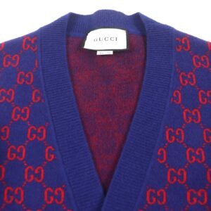 GUCCI cardigan 597724 Main: 95% wool, Main: 5% cashmere, Part: 100% wool Blue red mens M Used | AlmaBagz